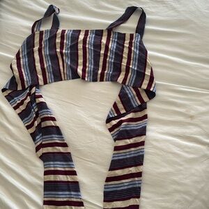ALEXIE Striped Cropped Wrap/Tie Top